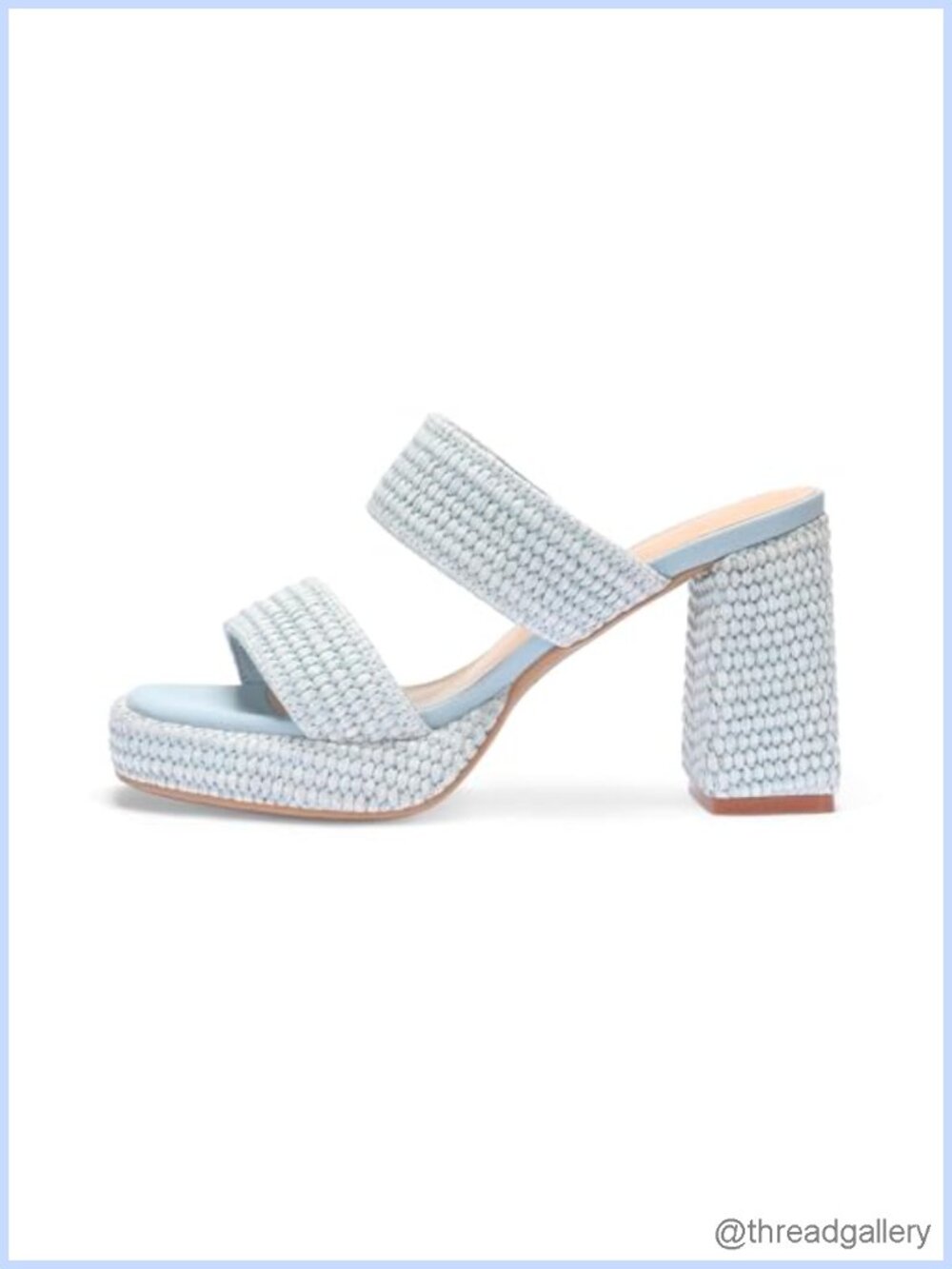 Raffia Heeled Sandals Slip On Open Toe Chunky Platform Double Strap